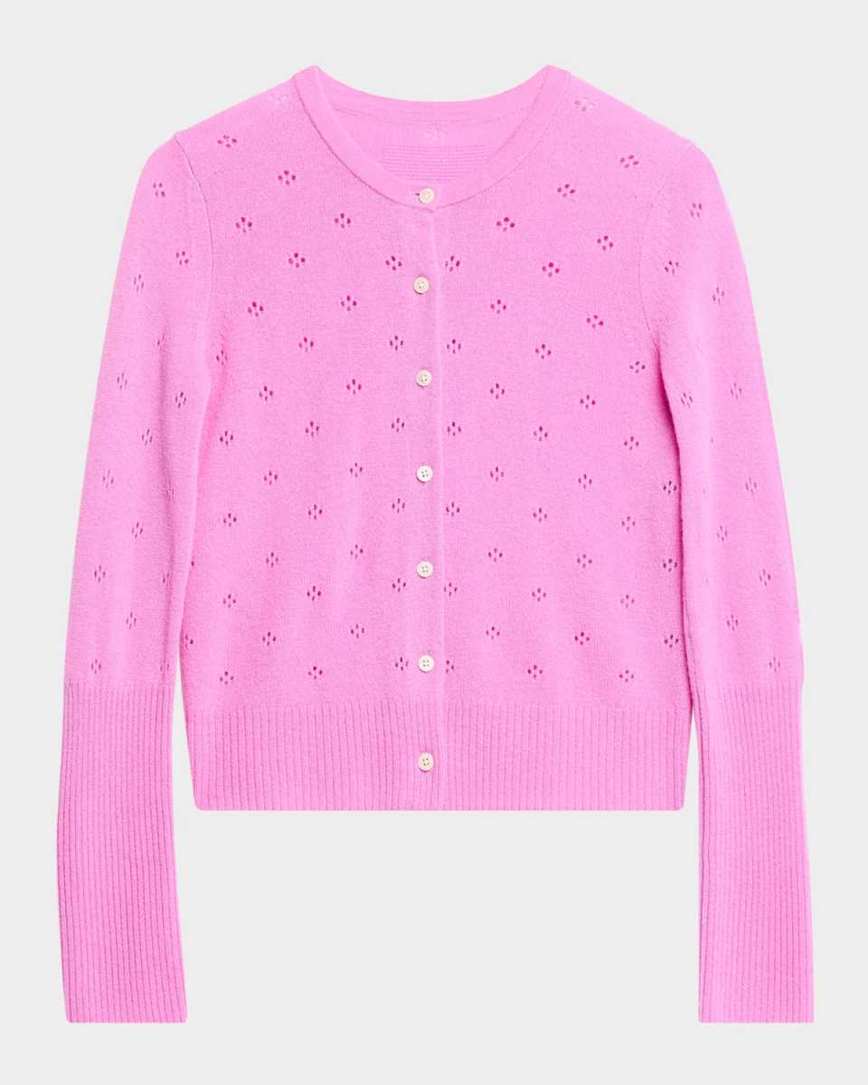 Jane Pointelle-Knit Cashmere Cardigan